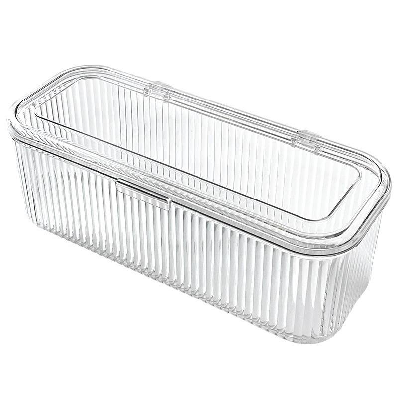 Rectangular Makeup Brush and Puff Storage Box - Dustproof Vanity Organizer