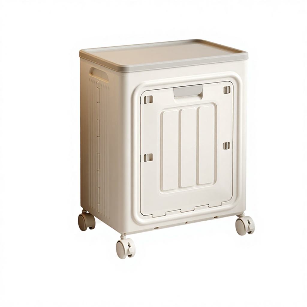 Multifunctional Plastic Storage Box with Flip Lid and Wheels, 55 L