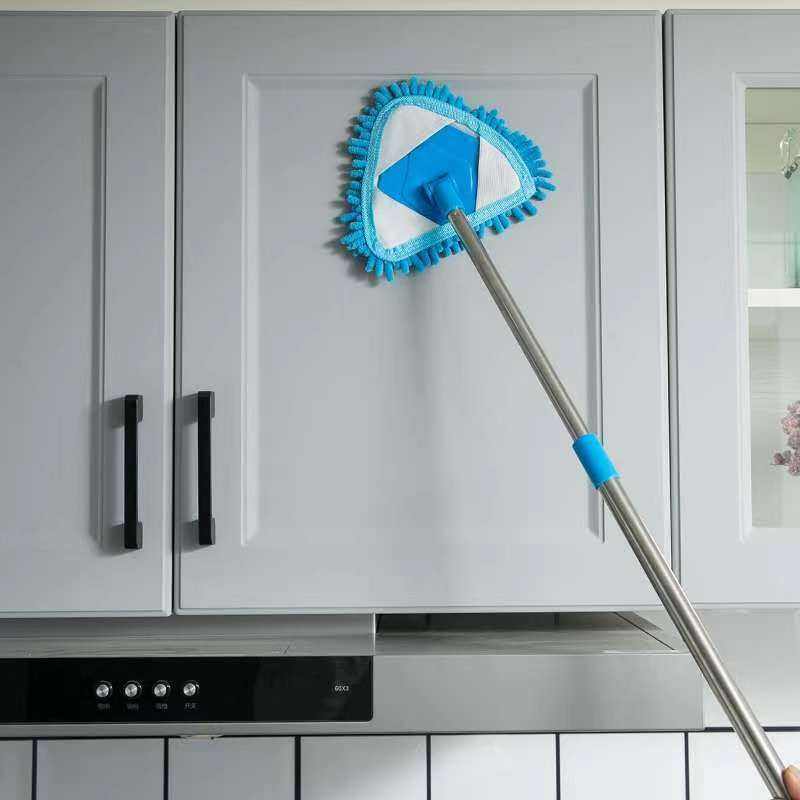 Triangular Microfiber Dust Mop with Telescopic Handle - High Water Uptake