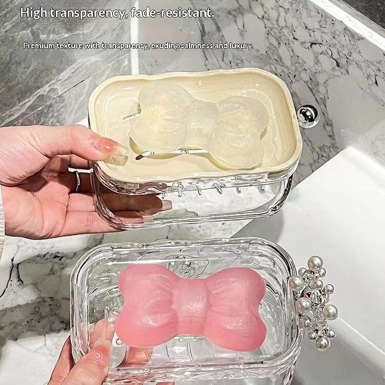 Water-Ripple Soap Dish - Wall-Mounted Double-Layer Bathroom Shelf, No Drilling