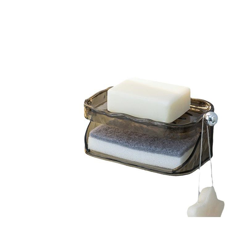 Water-Ripple Soap Dish - Wall-Mounted Double-Layer Bathroom Shelf, No Drilling