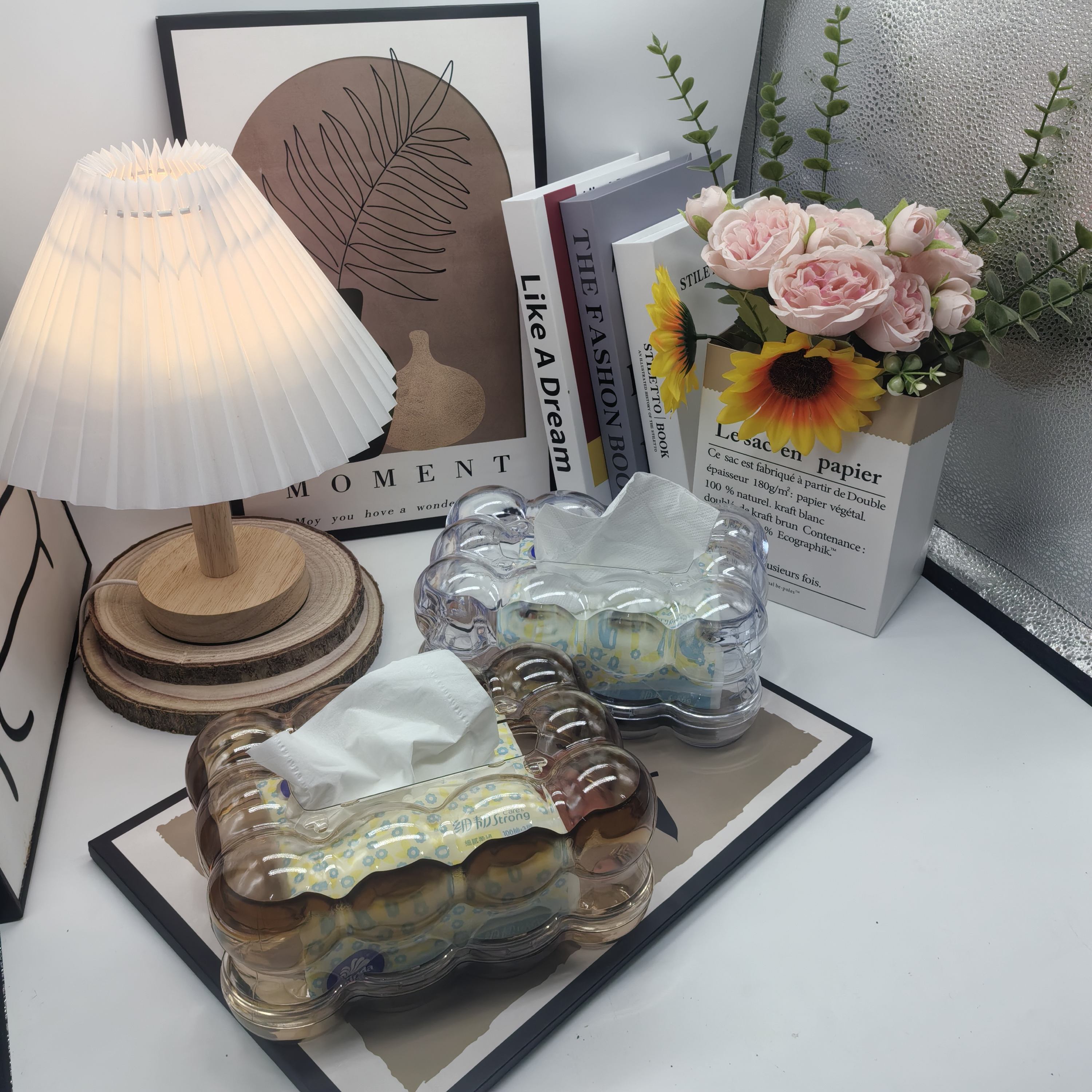 Modern Plastic Napkin and Tissue Holder - Waterproof Countertop Organizer