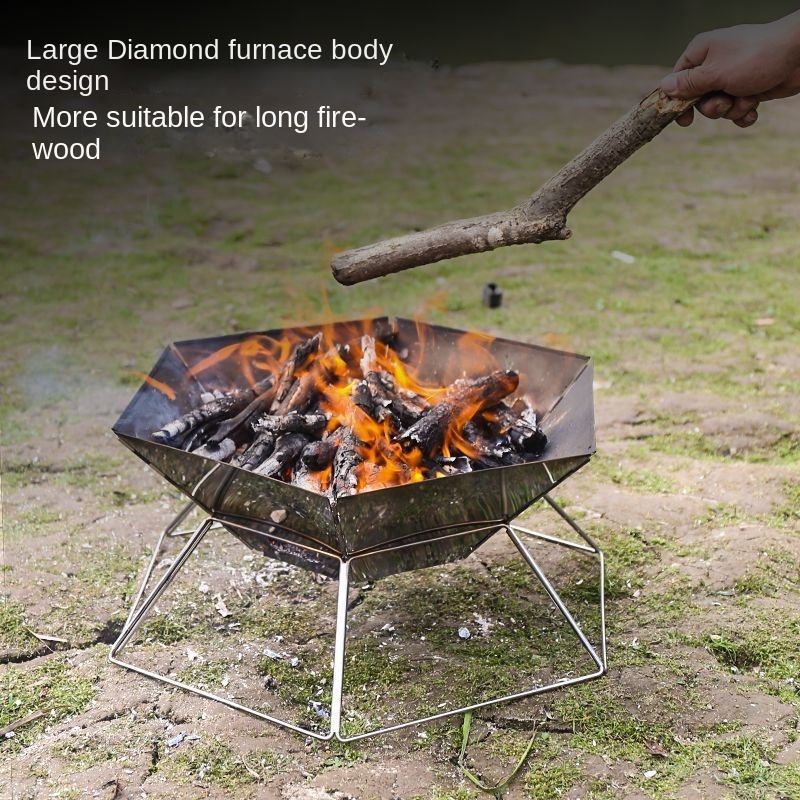 Stainless Steel Folding Portable BBQ Grill with Carry Bag - Adjustable Height
