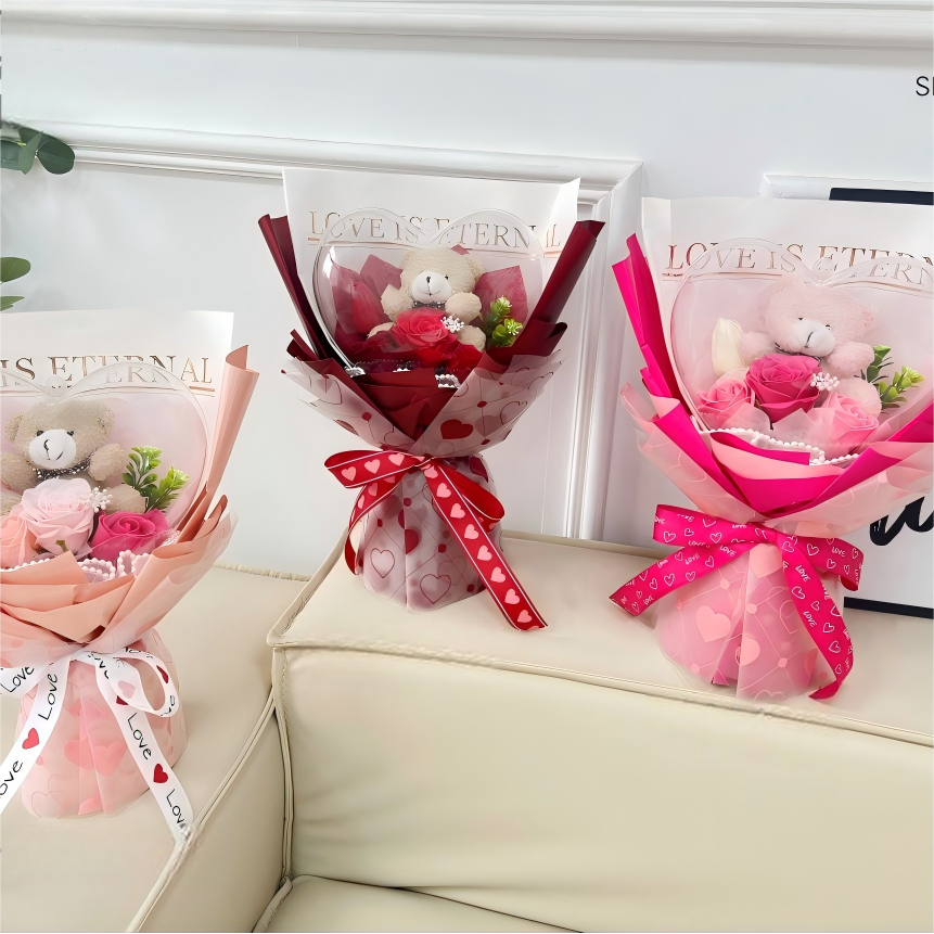 Custom Handmade Artificial Rose Bouquet Gift Box for Valentine’s and Mother’s Day