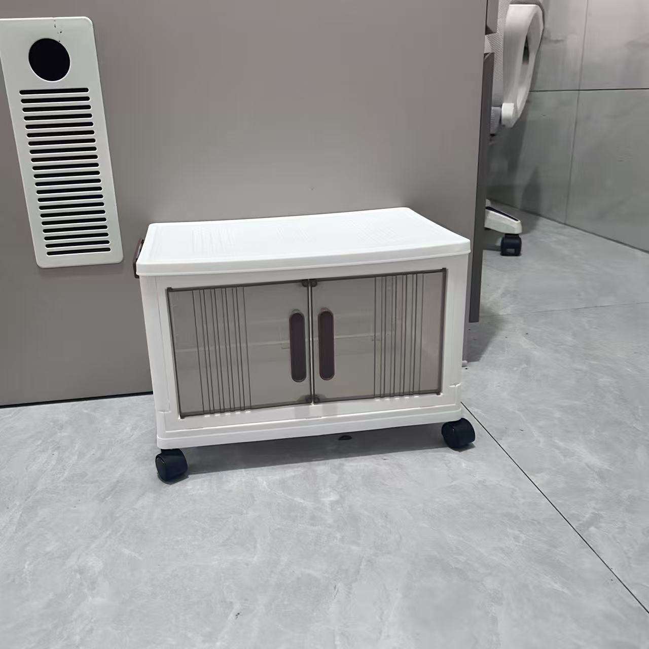 Foldable Plastic Storage Box with Doors and Wheels, 120 x 40 x 25 cm