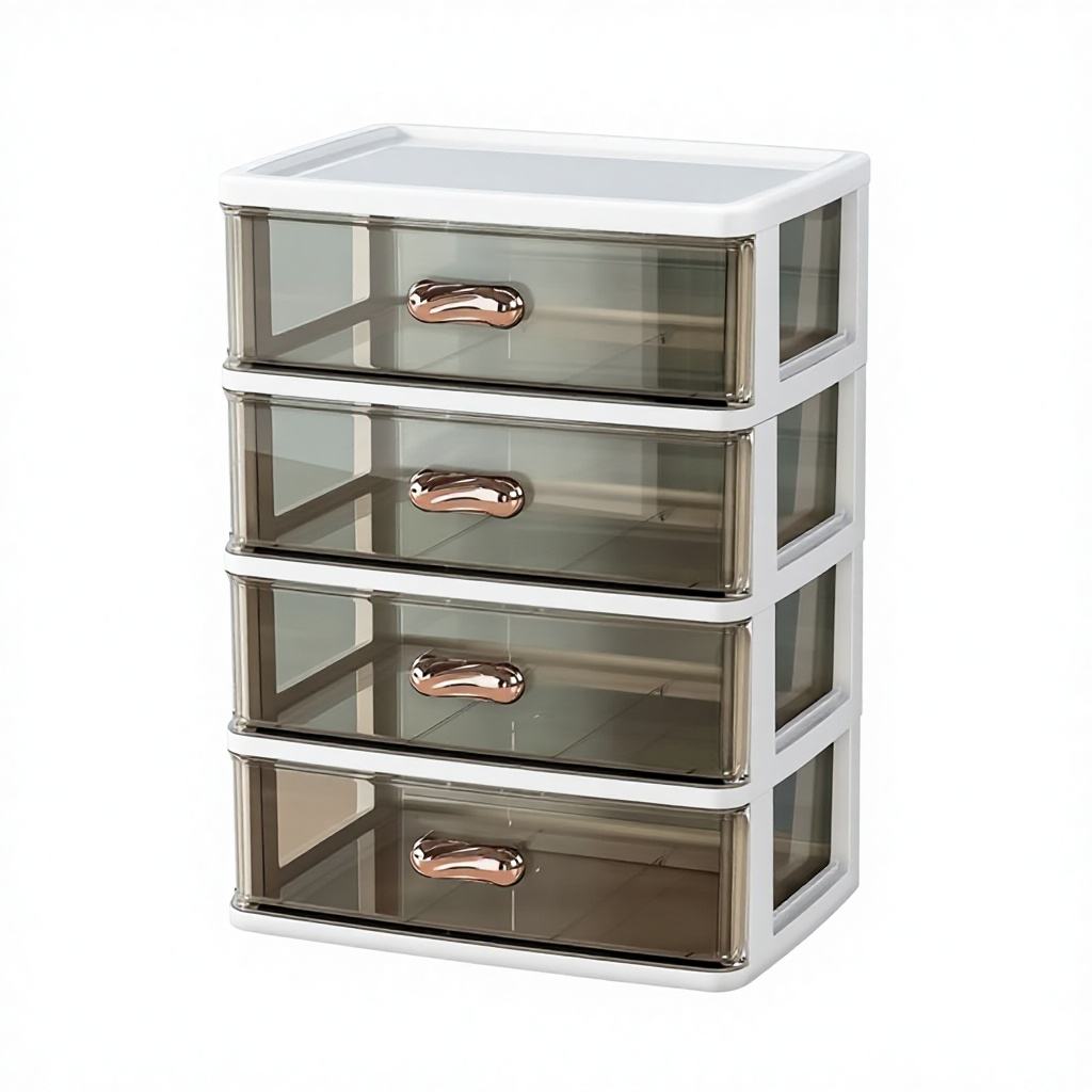 3-Tier Stackable Transparent Desktop Drawer Organizer for Stationery and Cosmetics