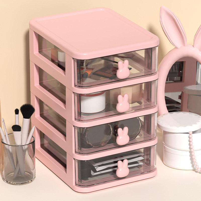 Mini Transparent Rabbit Drawer Organizer - Space-Saving Desktop Storage Box