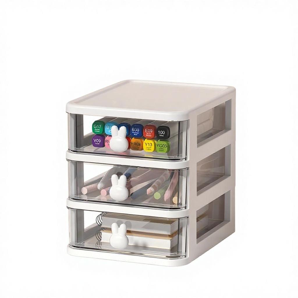 Mini Transparent Rabbit Drawer Organizer - Space-Saving Desktop Storage Box