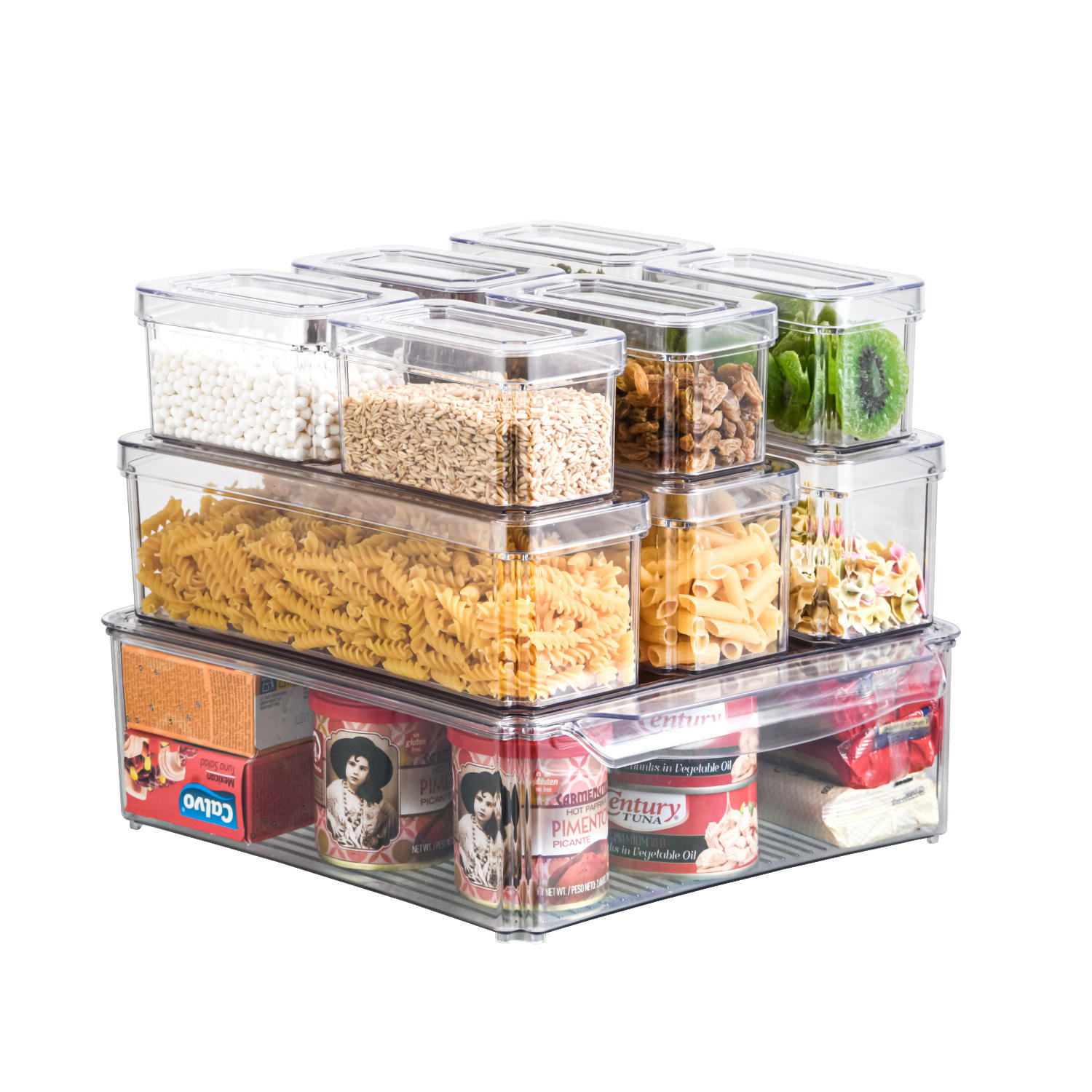 Transparent PET Kitchen Storage Container Set - 3 Sizes, Refrigerator Organizer