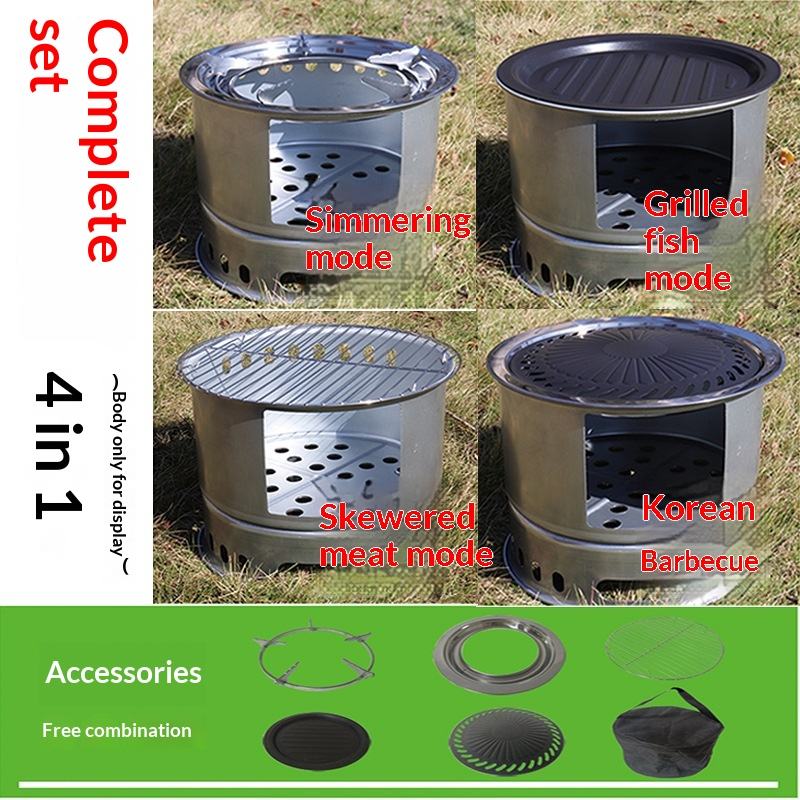 Portable Folding Camping Wood Stove - Windproof Outdoor Cooking Stove
