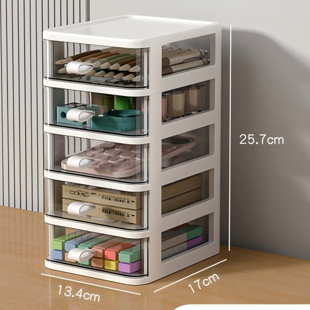Transparent PP Stackable Desktop Storage Box with Dust Cover, 17 x 13.4 x 15.7 cm