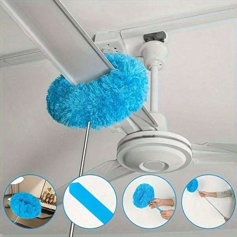 Ceiling Fan Cleaning Duster with Flexible Telescopic Pole and Steel Handle