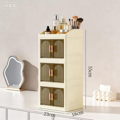 3-Layer Foldable Double-Door Storage Cabinet - Desktop Organizer, 23 x 18 x 55 cm
