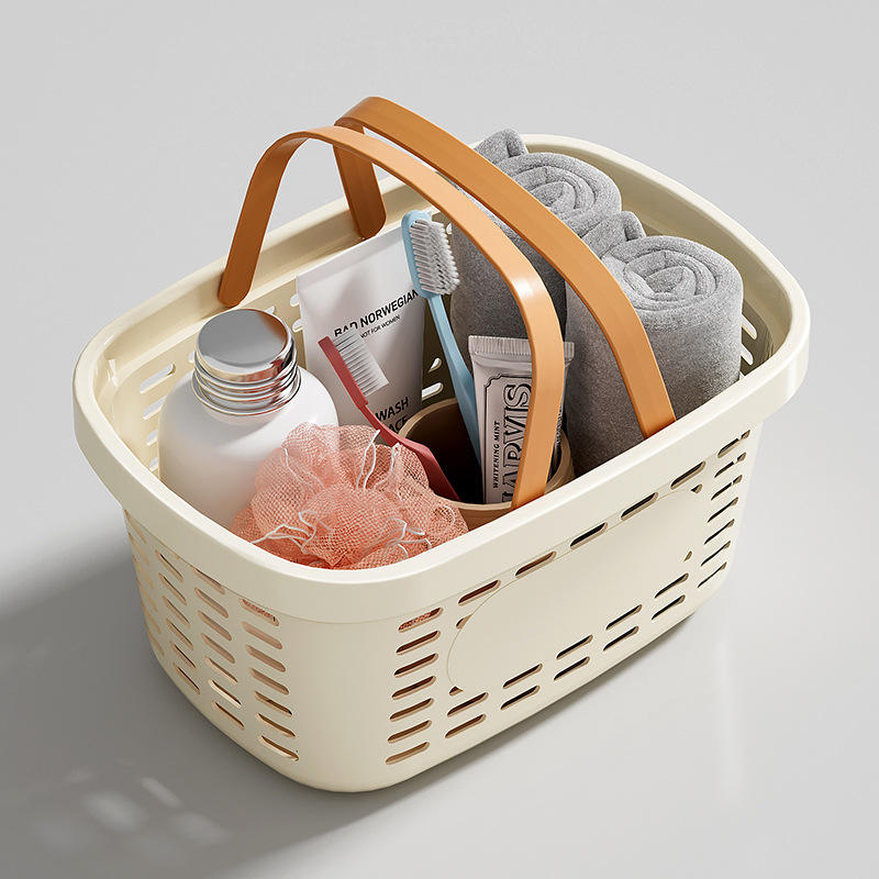 Modern Rectangular Plastic Storage Basket with Handle - Multi-Purpose Organizer