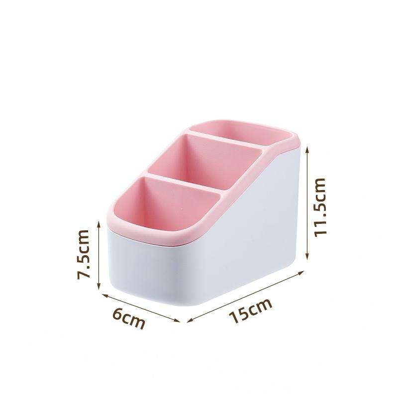 Minimalist Two-Tone Plastic Desk Organizer with Compartments, 16.5 x 9.5 x 11.5 cm