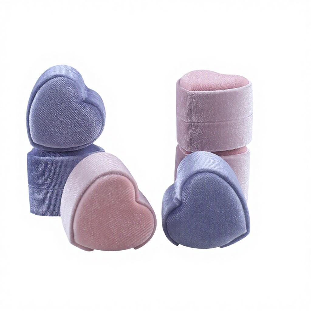Heart-Shaped Flocked Jewelry Box - Luxury Ring Case for Proposals and Weddings