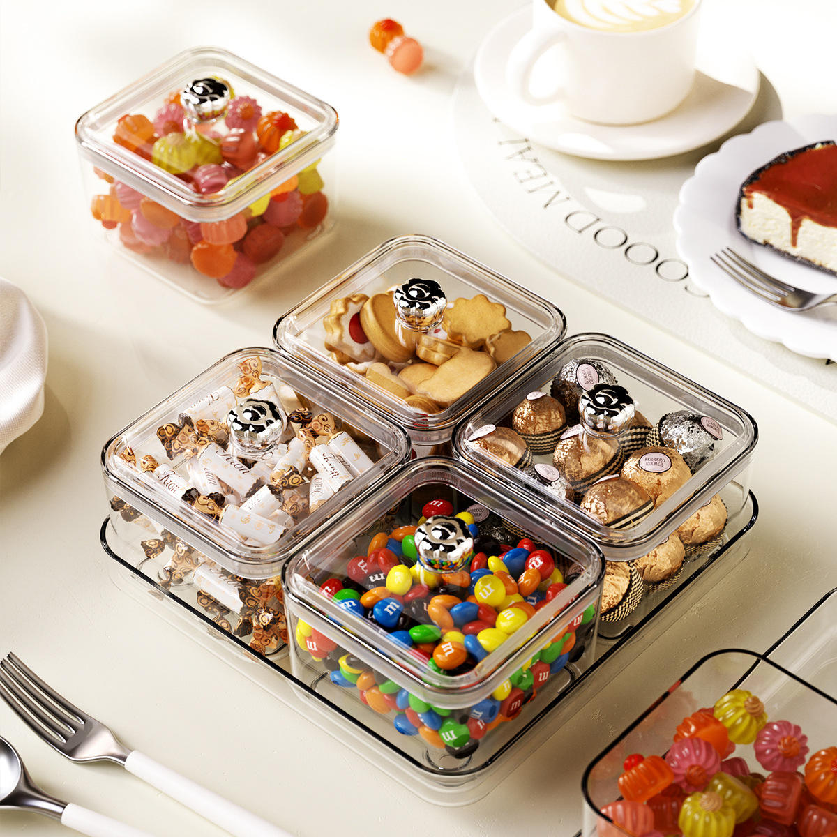 Sealed Snack and Spice Storage Box with Dividers, 31 x 20 x 11 cm