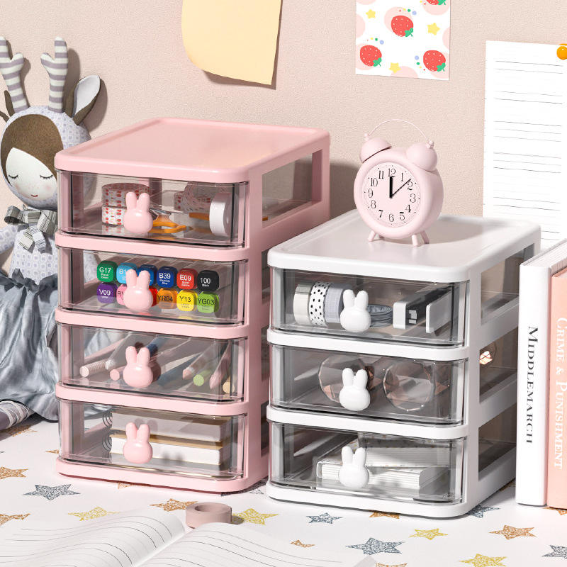 Transparent 5-Layer Rabbit Drawer Organizer - Mini Desktop Storage Box