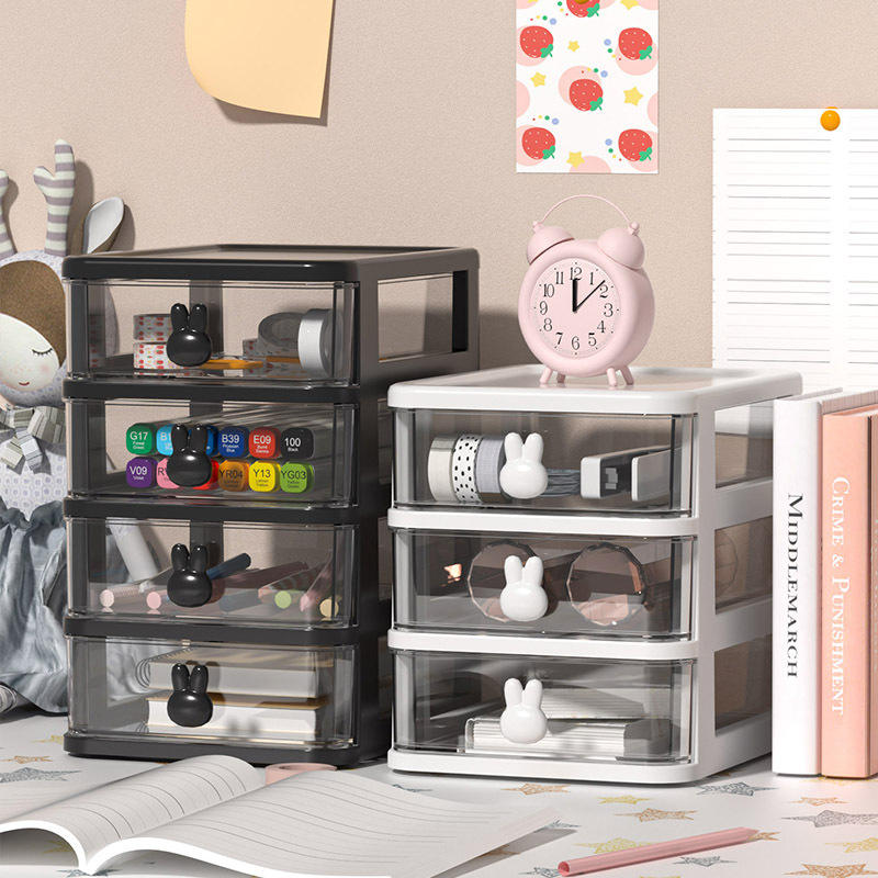 Transparent 5-Layer Rabbit Drawer Organizer - Mini Desktop Storage Box