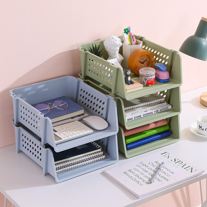Foldable Vertical Storage Rack - Multi-Purpose Plastic File Holder for A4