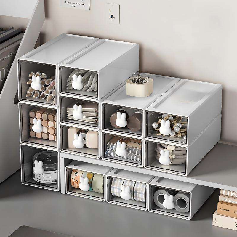 Transparent Square Desktop Drawer Organizer for Office and Study