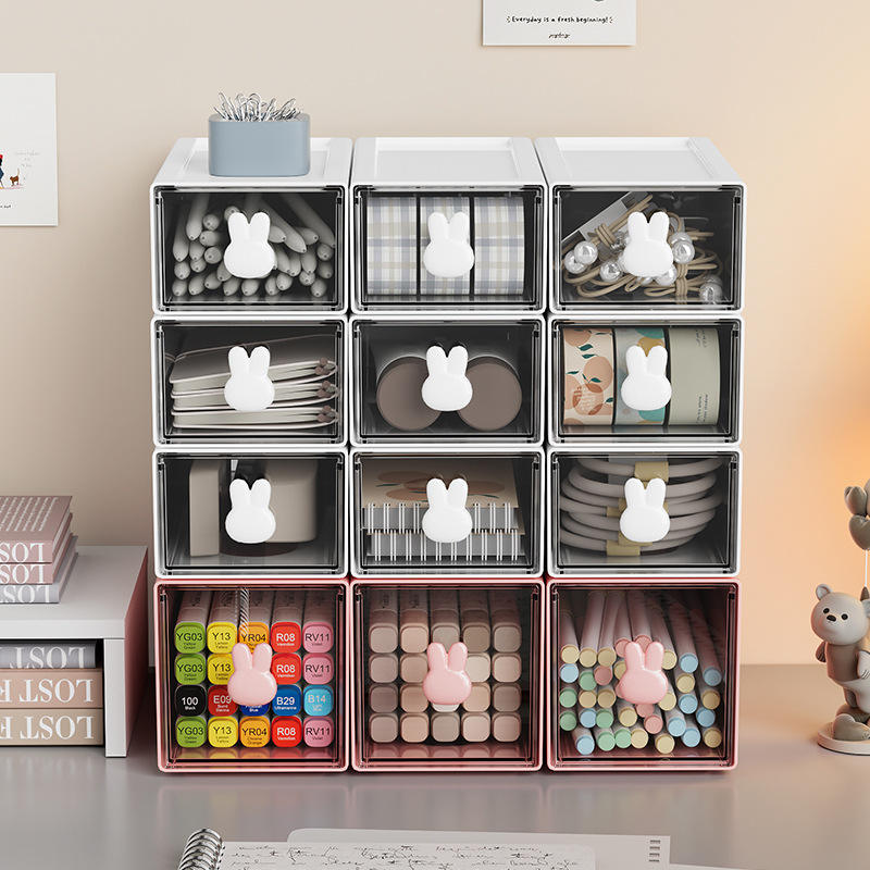 Transparent Square Desktop Drawer Organizer for Office and Study