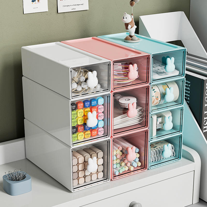 Stackable Transparent Square Desktop Organizer, 17 x 8 x 5.5 cm