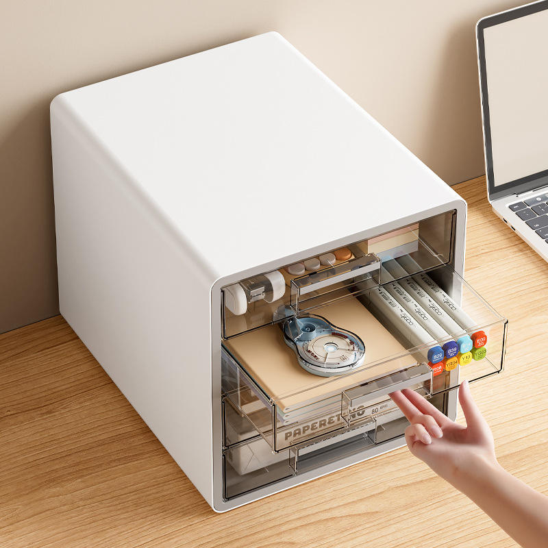 Modern Transparent Desktop File Cabinet for Stationery, 28.5 x 35 x 29 cm