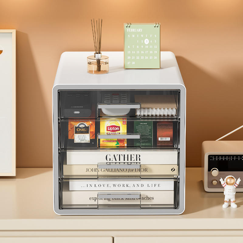 Modern Transparent Desktop File Cabinet for Stationery, 28.5 x 35 x 29 cm