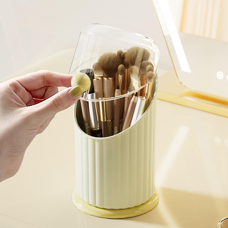 Modern Makeup Brush and Lipstick Organizer with Lid, 1 L