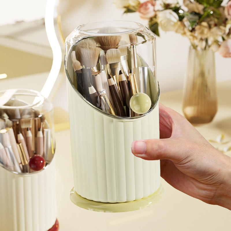 Modern Makeup Brush and Lipstick Organizer with Lid, 1 L