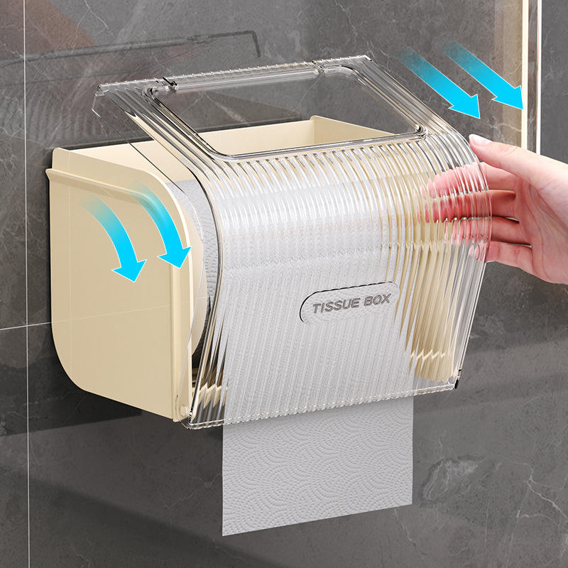 Wall-Mounted Waterproof Toilet Paper Holder - No-Drill Tissue Box, 18 x 14.2 x 13.5 cm