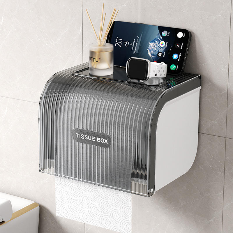 Wall-Mounted Waterproof Toilet Paper Holder - No-Drill Tissue Box, 18 x 14.2 x 13.5 cm