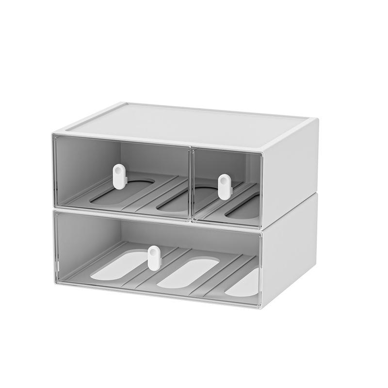 Transparent Desktop Organizer with Compartments and Pen Holder, 23 x 17 x 5.5 cm