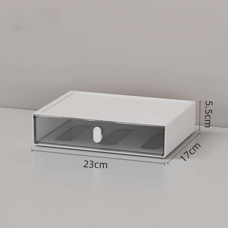 Transparent Desktop Organizer with Compartments and Pen Holder, 23 x 17 x 5.5 cm