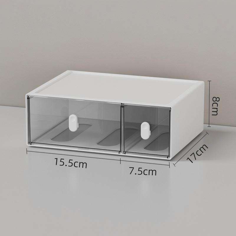 Transparent Drawer-Type Desktop Organizer with Pen Holder, 23 x 17 x 8 cm