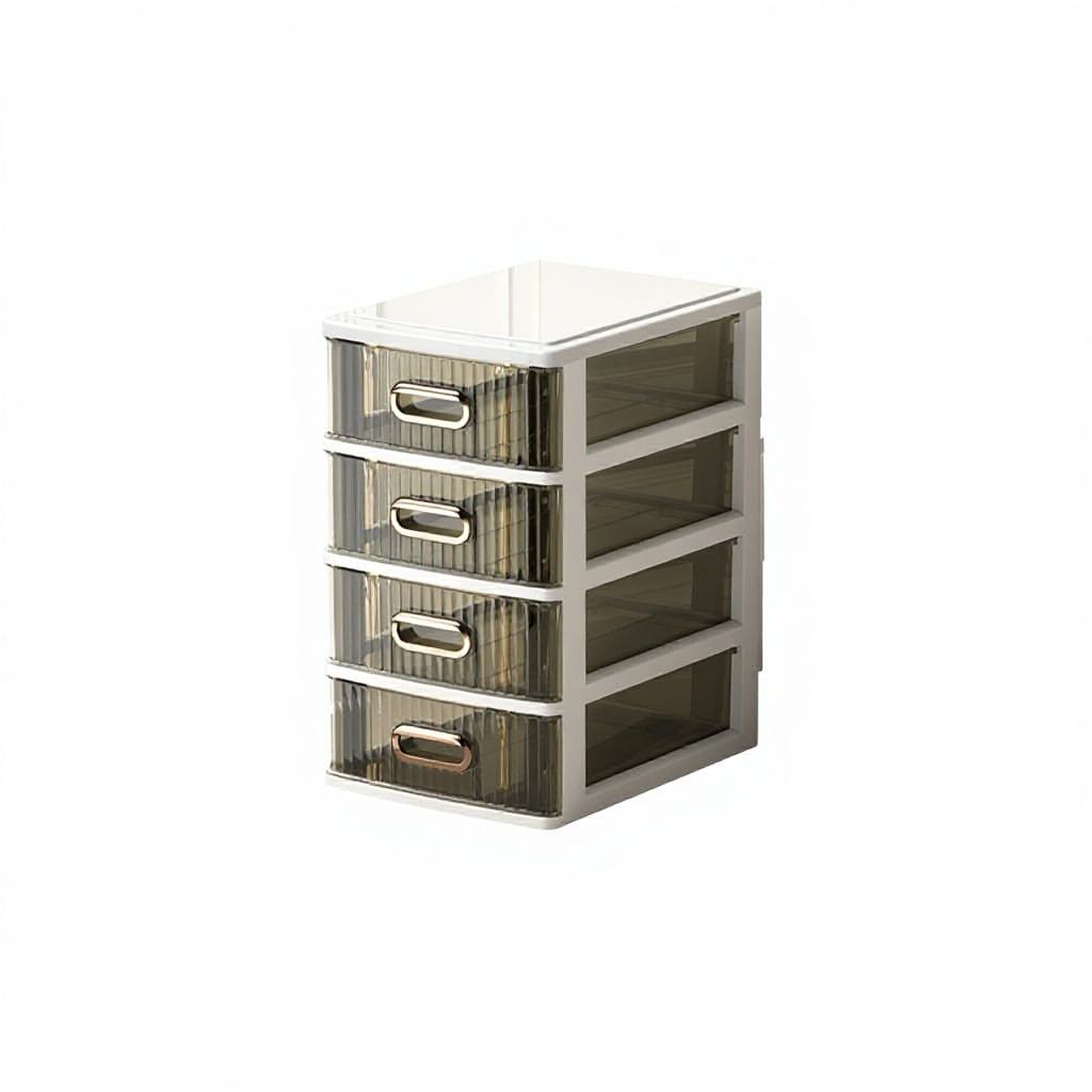 4-Layer Injection-Moulded PP Transparent Desktop Organizer, 25 x 34 x 42 cm