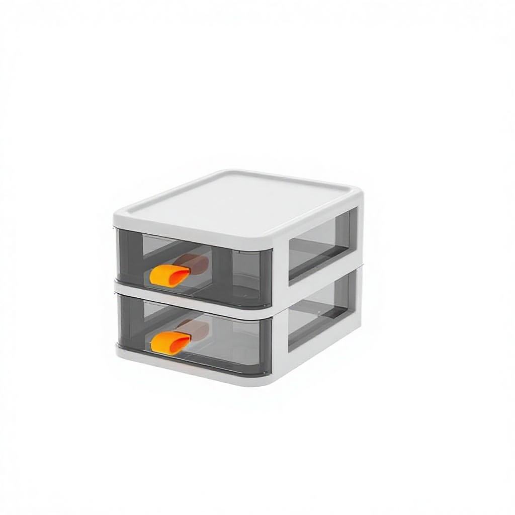 2-Layer Rectangular Plastic Desktop Organizer, 13.4 x 17 x 10.7 cm