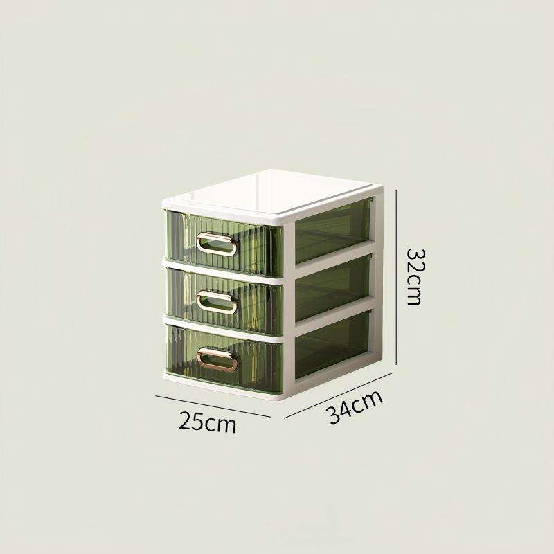 3-Layer Transparent Plastic Desktop Organizer with Dividers, 25 x 34 x 32 cm