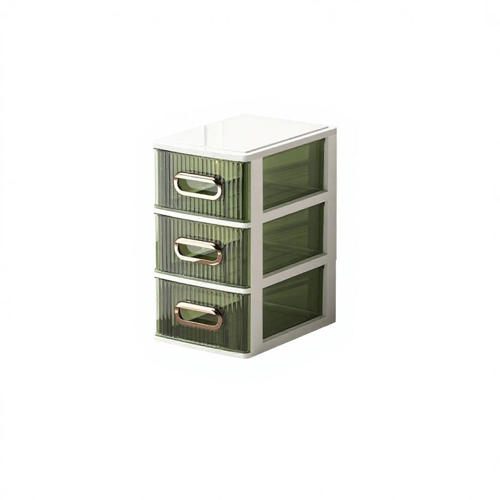 3-Layer Transparent Office Desk Organizer with Dividers, 17 x 24 x 30 cm
