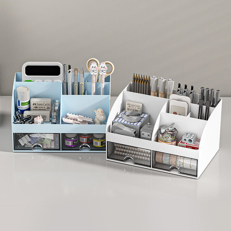 Office Desktop Plastic Organizer with Small Drawer, 21.1 x 14.2 x 12 cm