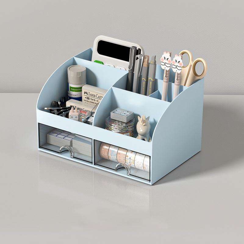 Office Desktop Plastic Organizer with Small Drawer, 21.1 x 14.2 x 12 cm