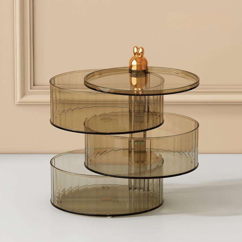 Rotating 3-Layer Cosmetic Storage Box, 24 x 18 x 18 cm - Transparent Organizer
