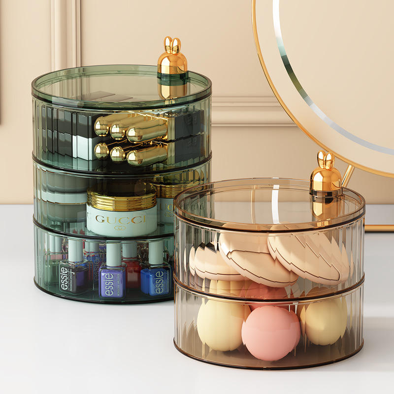 Rotating 4-Layer Cosmetic Storage Box, 18 x 18 x 30.5 cm - High-End Design