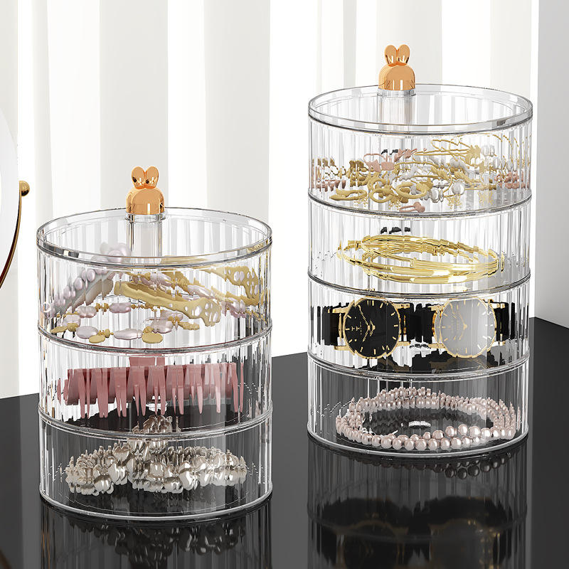 Rotating 4-Layer Cosmetic Storage Box, 18 x 18 x 30.5 cm - High-End Design