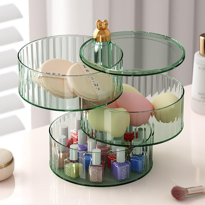 Rotating 4-Layer Cosmetic Storage Box, 18 x 18 x 30.5 cm - High-End Design
