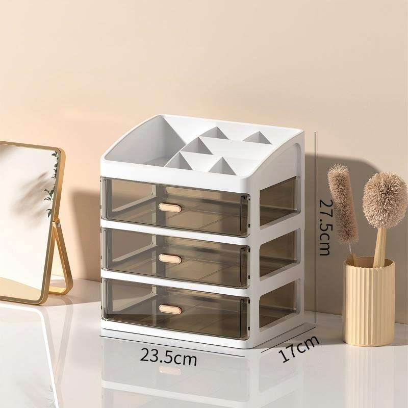 3-Layer Transparent Drawer Desktop Organizer, 23.5 x 17 x 27.5 cm