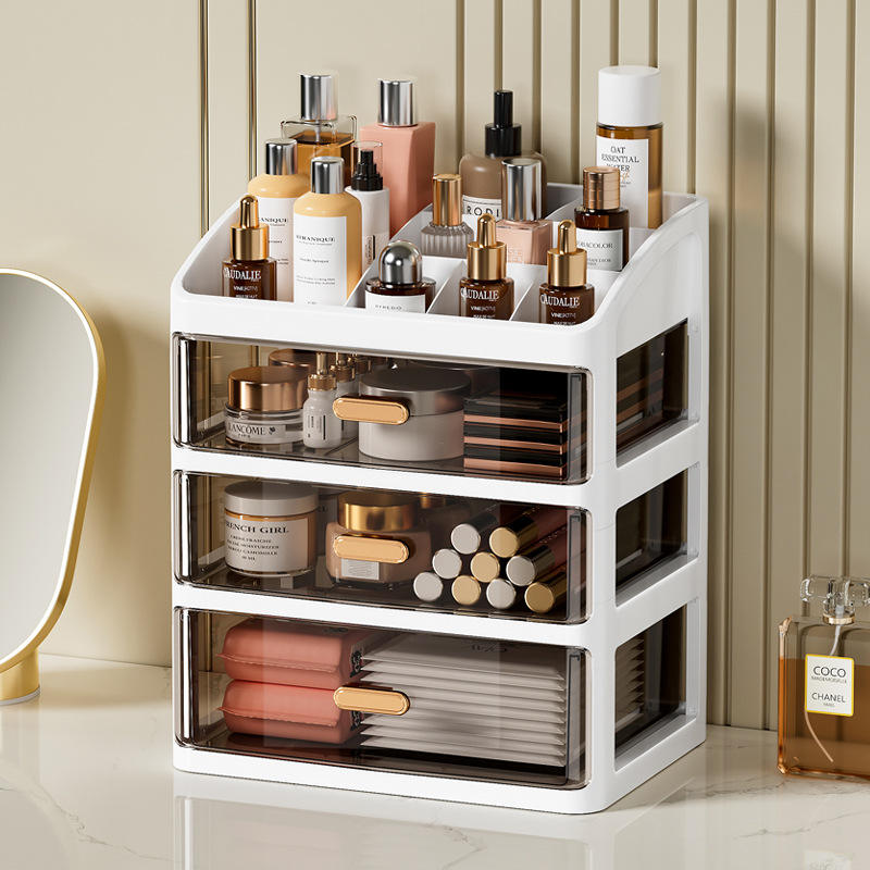 3-Layer Transparent Drawer Desktop Organizer, 23.5 x 17 x 27.5 cm