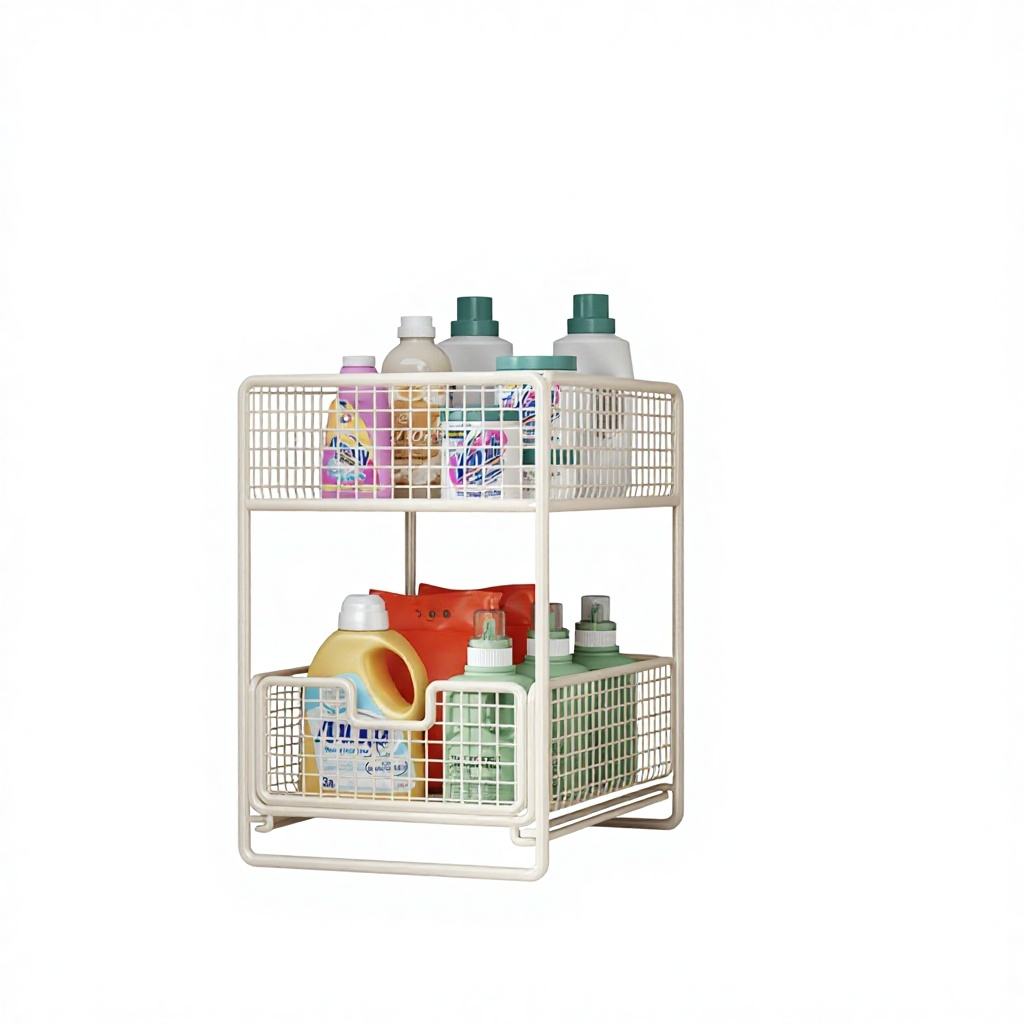 Carbon Steel Under-Sink Storage Rack - Adjustable Telescopic Organizer