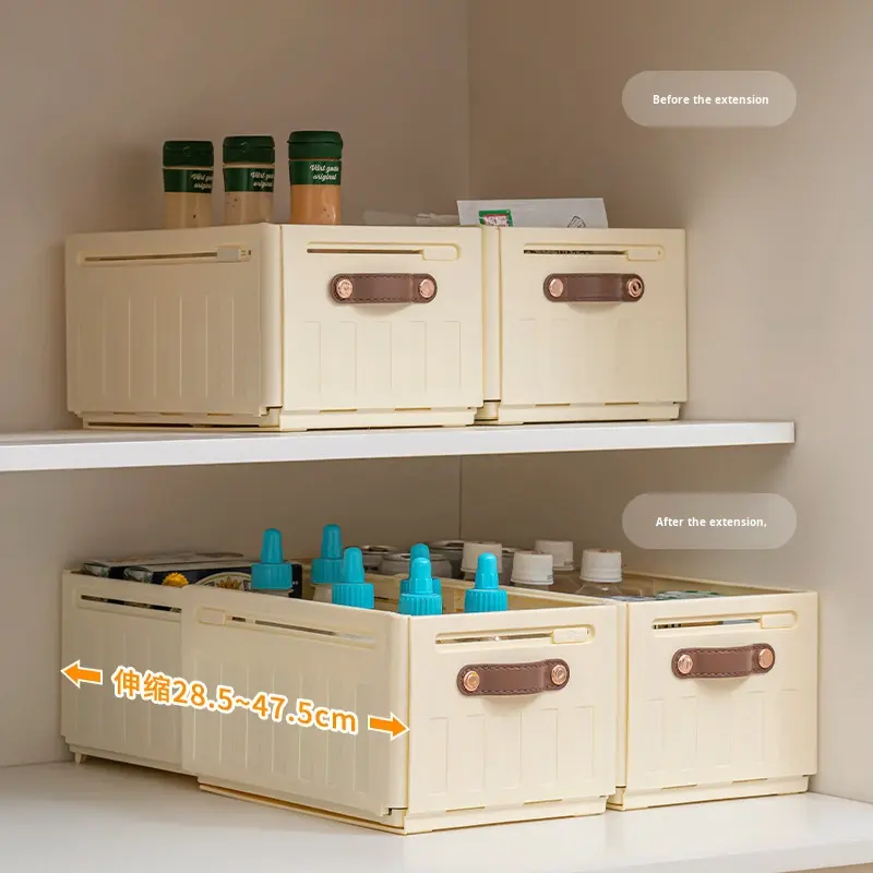 Extendable Plastic Cabinet Storage Box - Dual-Use Drawer Desktop Organizer